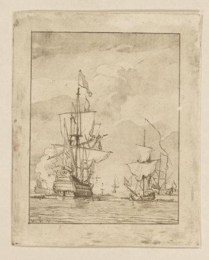 Warship firing a shot