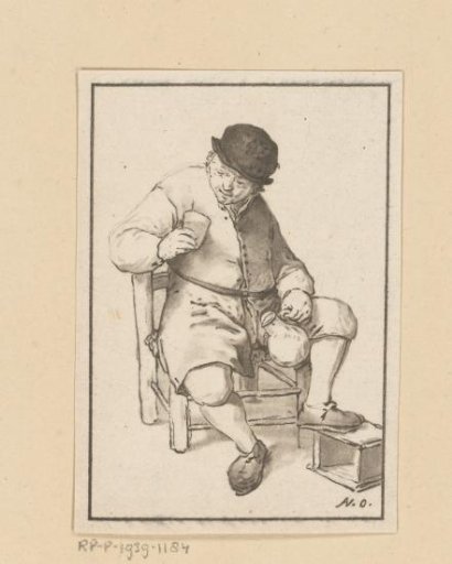 Seated peasant with a jug