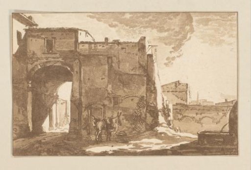 Gate with a Traveler and a Mule