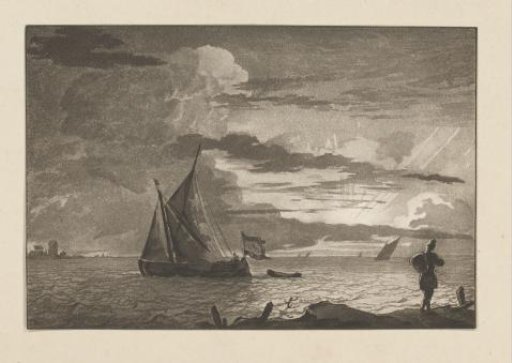 Man with a sack on his shoulder at sunrise
