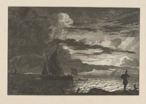 Man with a sack on his shoulder at sunrise