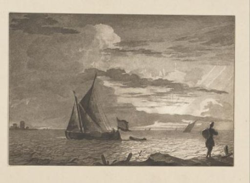 Man with a sack on his shoulder at sunrise