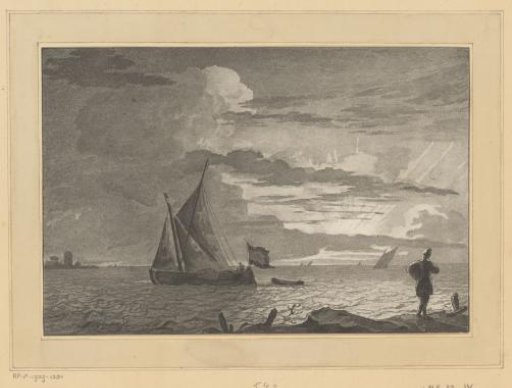 Man with a sack on his shoulder at sunrise