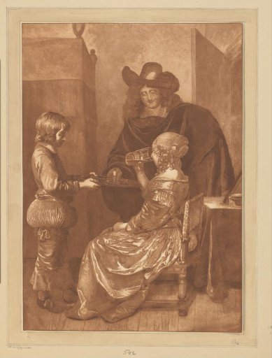 Gentleman and lady with a page