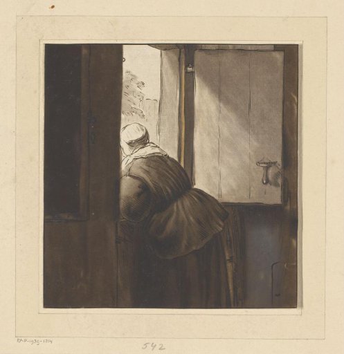 Woman Leaning Over a Half-Door