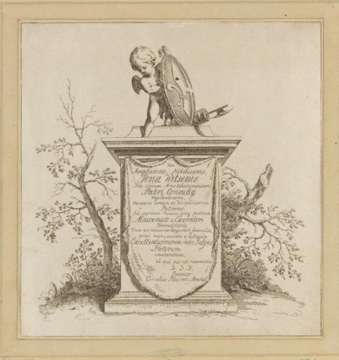 Standing Putto on a Monument with an Inscription to Jonas Witsen