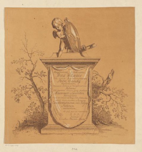 Standing Putto on a Monument with an Inscription to Jonas Witsen