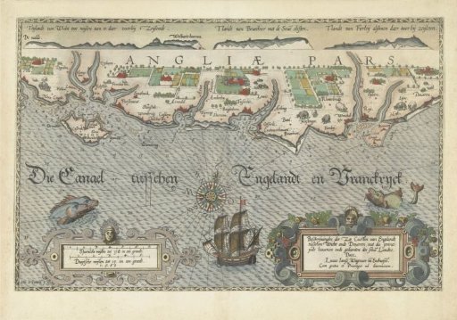 Map of the south coast of England between the Isle of Wight and Dover