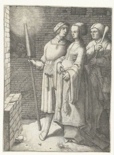 Young Man with a Torch, a Woman and a Jester