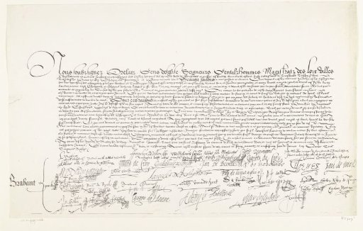 First Sheet of the Facsimile of the Document of the Union of Brussels with Signatures, 1577