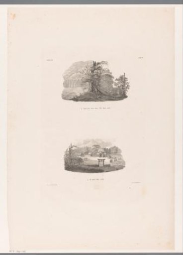 Two landscapes with Japanese monuments