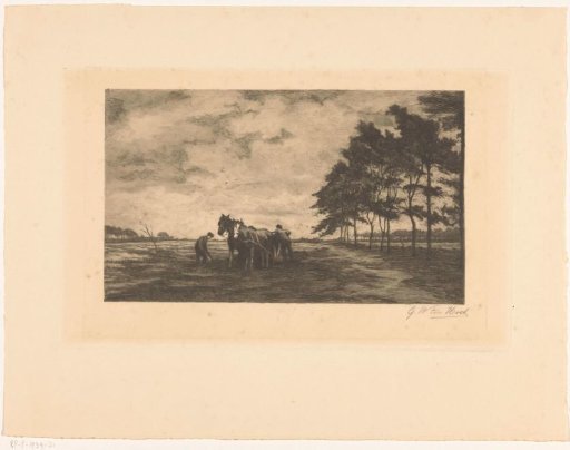 Heathland landscape with horse team