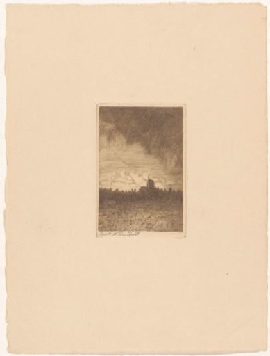 Landscape with mill and dark sky