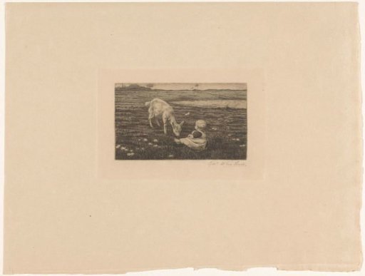 Landscape with goat and baby