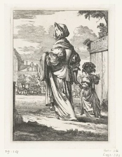 Figures à la Mode, no. 4: Lady with a Hood, a Child by the Hand