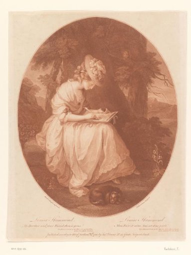 Louisa Hammond writing under a tree