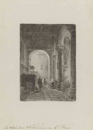 Church Interior with Two Women and a Man
