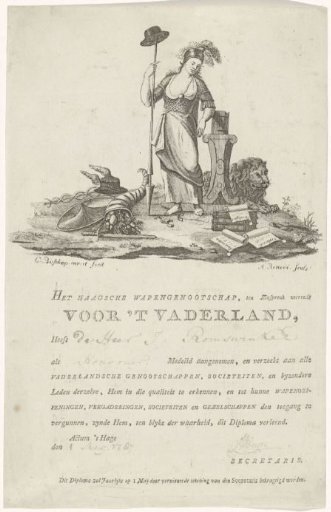 Diploma of the "Haagsche Wapengenootschap Voor het Vaderland"