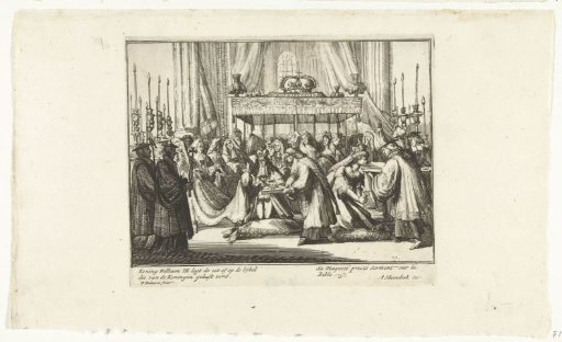 William III takes the oath during the coronation, 1689