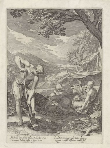 Adam and Eve at work outside Paradise