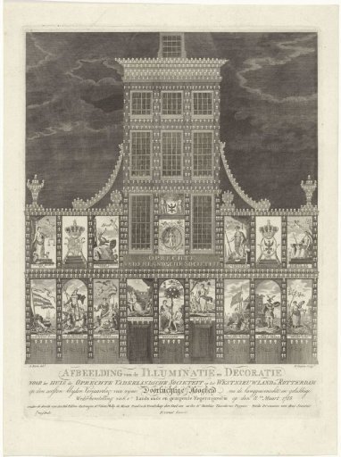 Illumination of the premises of the Oprechte Vaderlandsche Sociëteit on the Westnieuwland in Rotterdam, 1788