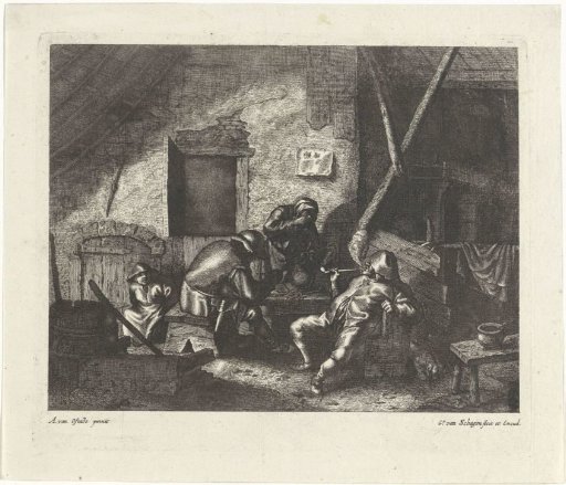 Smoking and Drinking Peasants in an Inn
