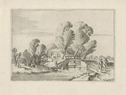 Two Walkers by a Canal