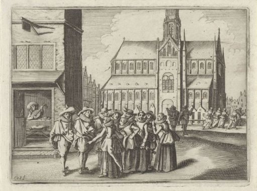 Young Men and Women in front of St. Bavo's Church in Haarlem