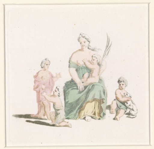 Woman with a Child on Her Lap and a Palm Branch in Her Hand