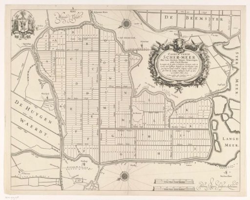 Map of the Schermer after the completion of the dike and the division of the plots, 1635