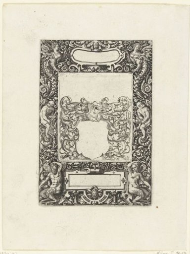 Frame with an elongated, slightly curved cartouche with rounded sides at the top center