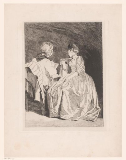 Woman Seen from the Back Reading to Another Woman