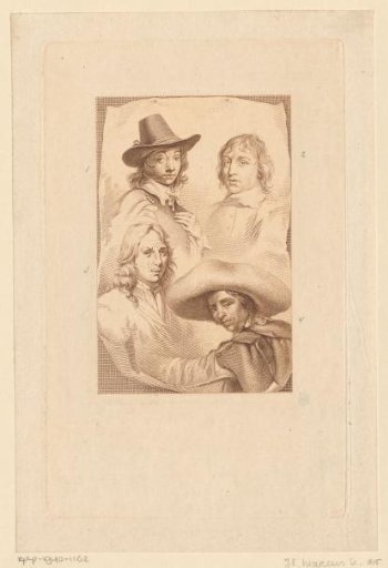 Portraits of Cornelis Visscher, Jan de Visscher, Richard Brakenburg and Quiringh Gerritsz. van Brekelenkam
