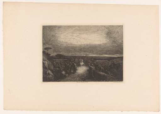 Landscape with a rider in a crowd