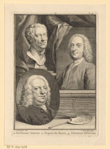 Portraits of Balthasar Denner, Jacques Ignatius de Roore and Johannes Vollevens II