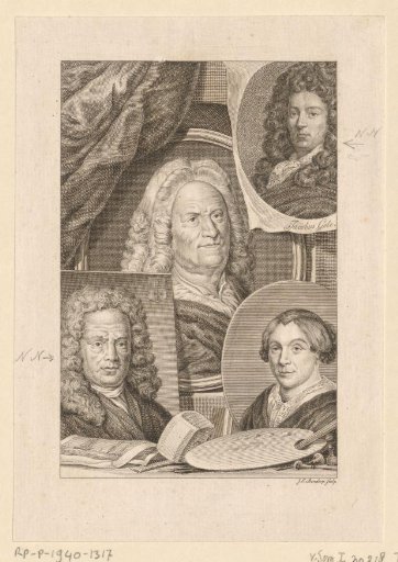 Portrait of Jacob Gole, Wigerus Vitringa, Hendrik Noteman and Maria Schalcken