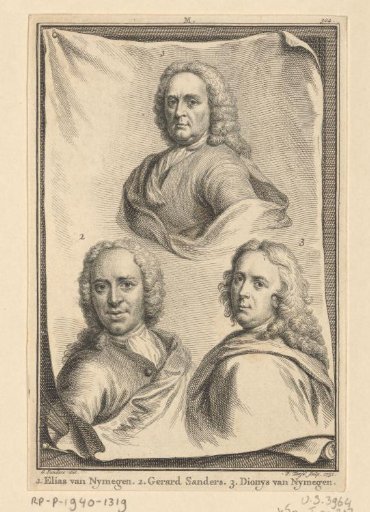 Portrait of Elias van Nijmegen, Gerard Sanders and Dionys van Nijmegen