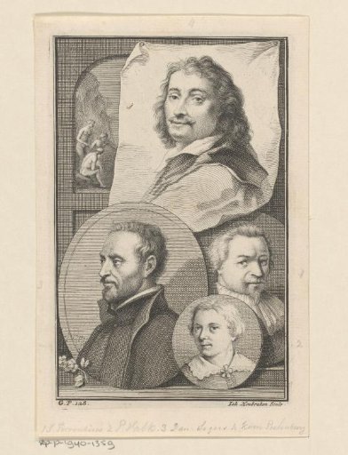 Portraits of Daniël Seghers, Cornelis van Poelenburch, Johannes Torrentius and Pieter Valck