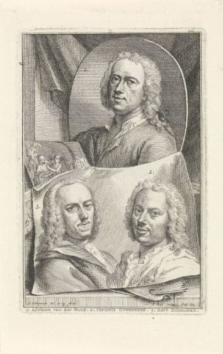 Portraits of Adriaan van der Burg, Cornelis Greenwood and Aert Schouman