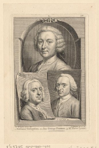 Portraits of Mattheus Verheijden, Jan George Freezen and Pieter Lyonet