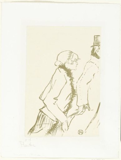 Design for cover of music sheet Pauvre pierreuse with walking woman and man