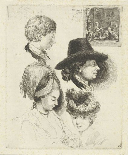 Study sheet with portraits of Louis Bernard Coclers and his family