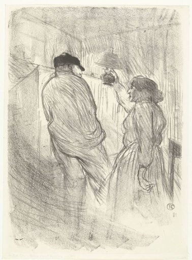 Portrait of actor Antoine and Mademoiselle Saville in the play L'Inquiétude at the Théâtre Libre