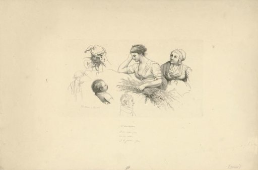 Woman with a bundle of twigs and figures