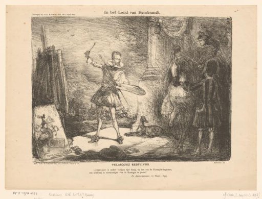 Caricature of Otto Eerelman as Diego Velázquez