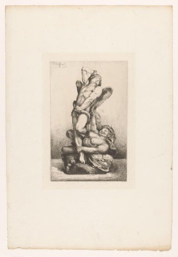 Allegorical representation with a nude angel and woman