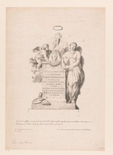 Memorial column with the portrait of Andries Lens in a medallion