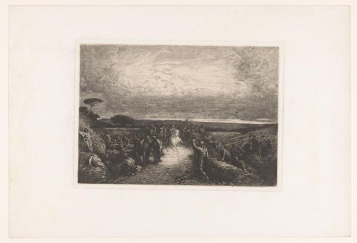 Landscape with a rider in a crowd