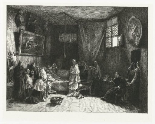 Deathbed of Poussin in the studio