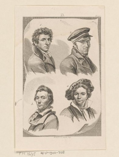 Portraits of Woutherus Mol, Johannes Christiaan Schotel, George Pieter Westenberg and Cornelis Kruseman